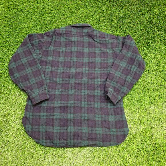 Vintage Pendleton Flannel Button Shirt Large 21x27 Shadow Plaid - Picture 2 of 9